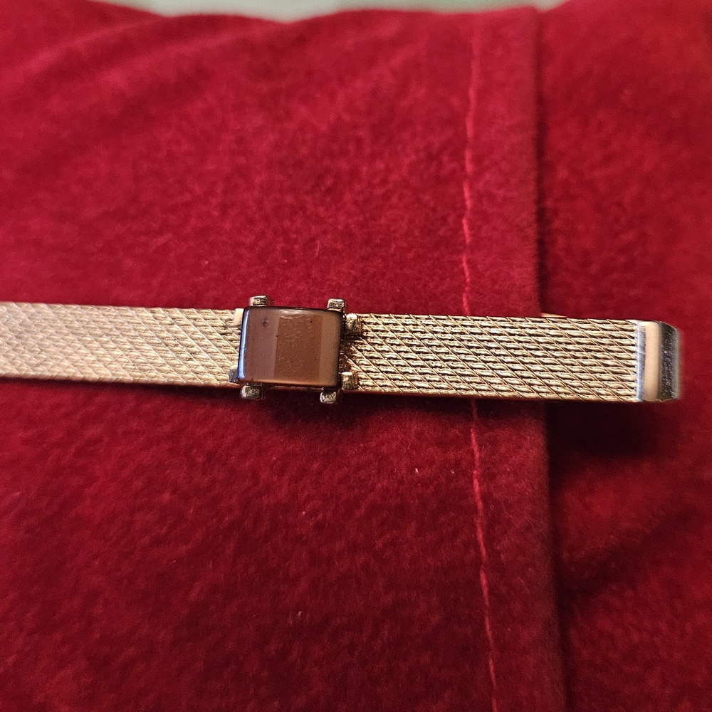 Vgt Swank Tie Clip Stick W/Brown Stone 2 1/4" Long